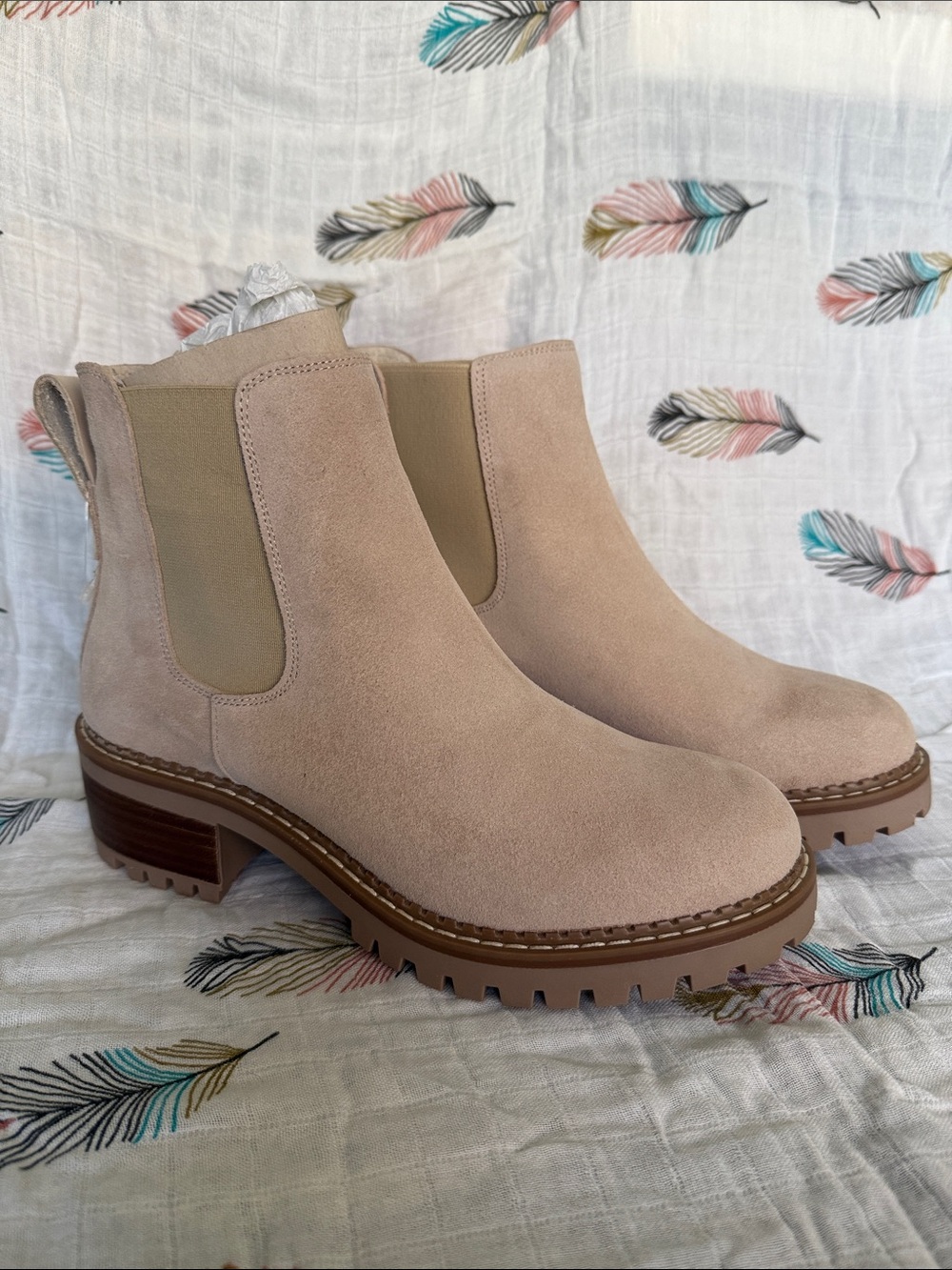 Bertuchi Suede Chelsea Lug Booties in Light Taupe - Women's Chelsea Boots